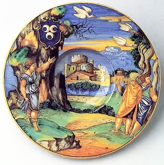 Reverse of a maiolica tondino plate showing footring wear